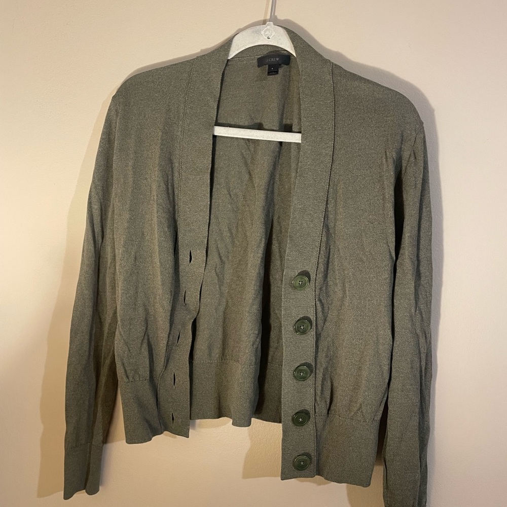 J. Crew Olive Green Button Up Cardigan